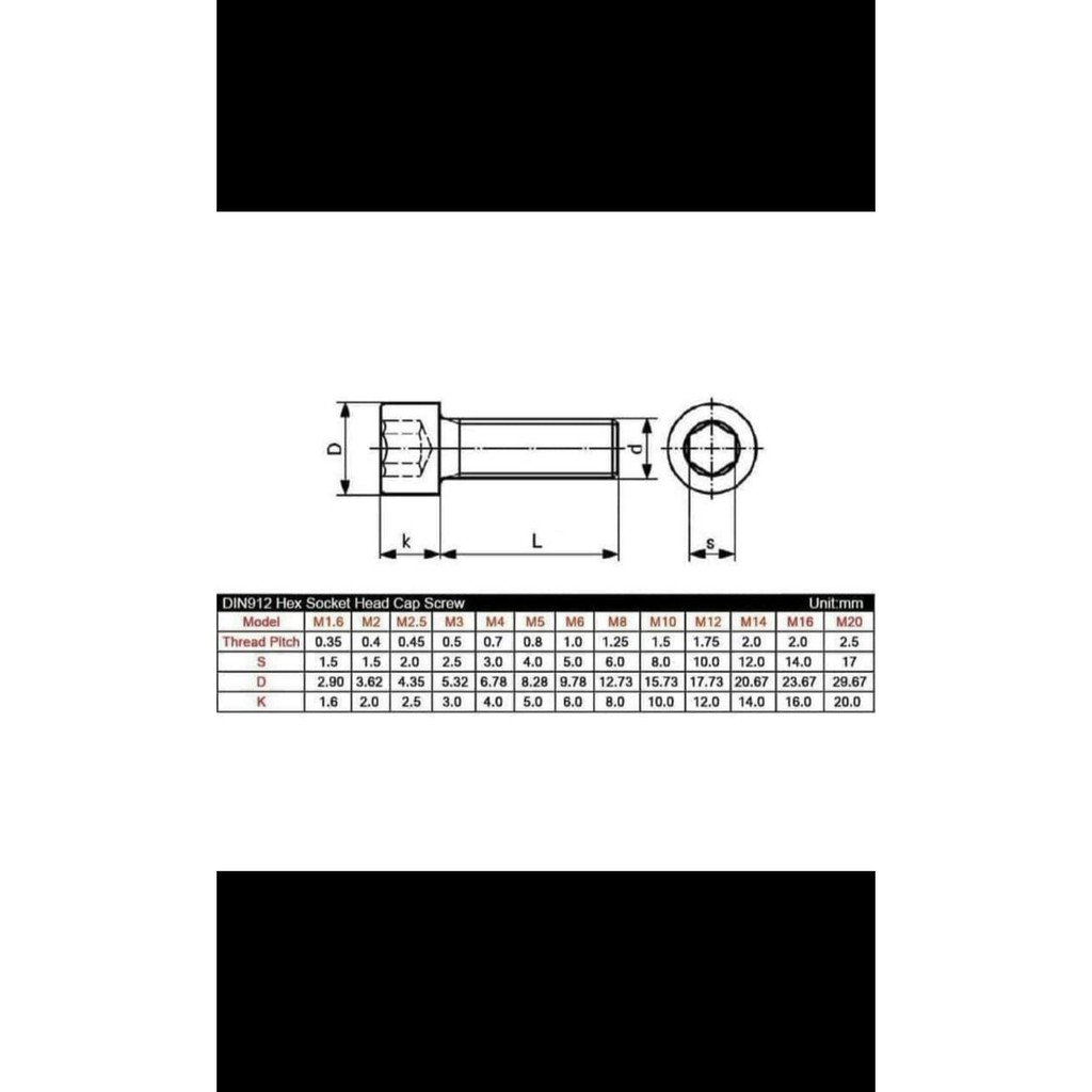 SS 304 / Baut L M10x20 / Hex Socket Stainless M10 Pitch 1,5 Kunci L 8