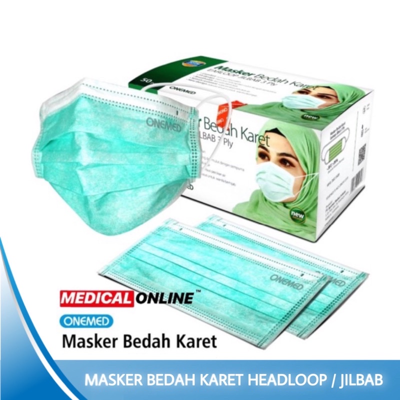 MASKER HIJAB ONEMED 3 PLY ISI 50 MASKER JILBAB DOKTER MEDICAL ONLINE