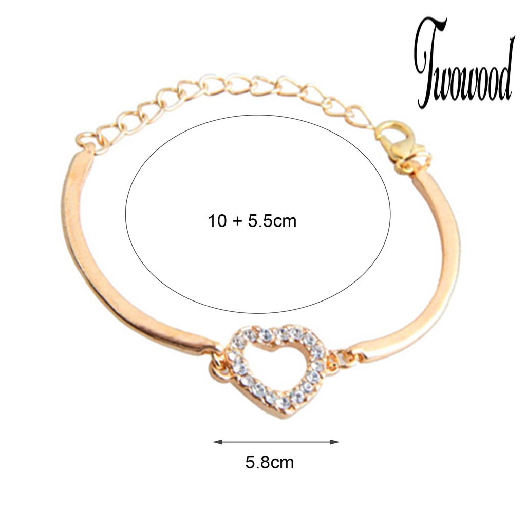 Gelang Rantai Adjustable Bahan Alloy Warna Emas Aksen Kristal Berlian Imitasi Untuk Wanita