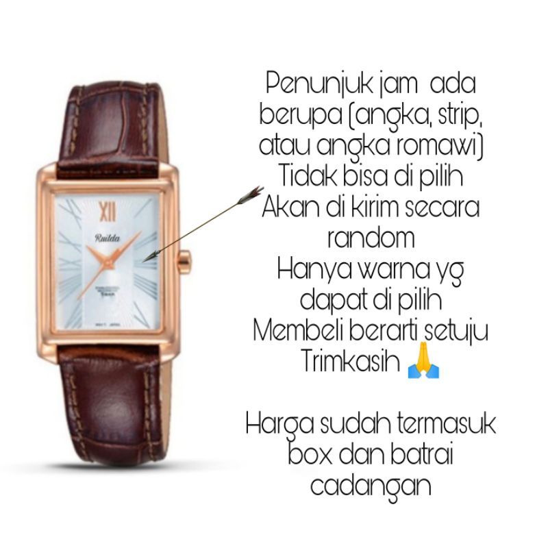 JAM TANGAN WANITA TALI KULIT PERSEGI JAM TANGAN WANITA STRAP KULIT RUILDA MODEL PERSEGI_JAM TANGAN KASUAL WANITA tahan air jam tangan cewek Water Resistant REE box dan batrai CADANGAN_JAM tangan cewek petak segi empat tahan air