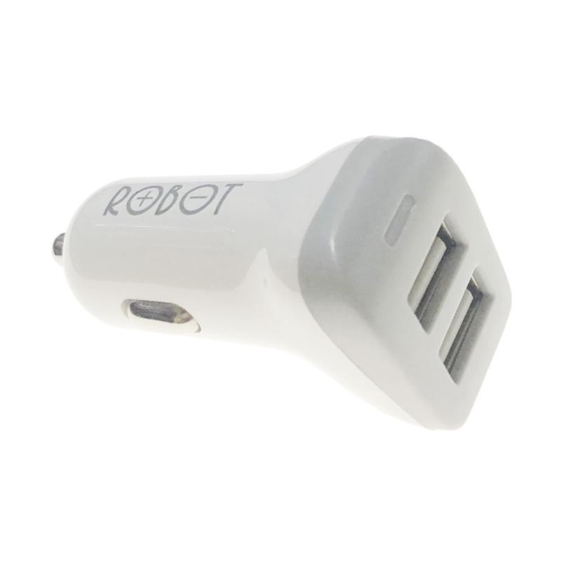 Car Charger Adapter Adaptor Cas Mobil ROBOT RT-C06 2 USB Output 2.4A HP Dual Fast Charging