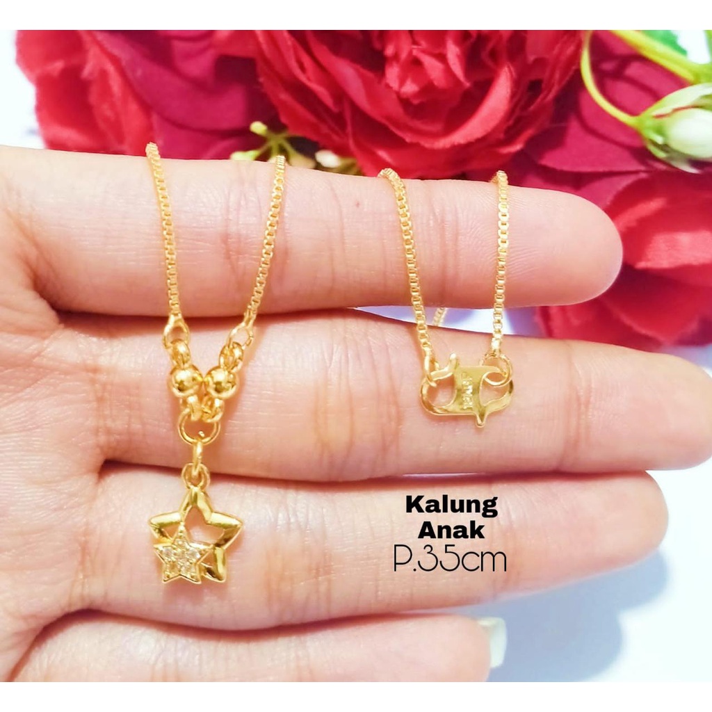 KALUNG TITANIUM EMAS ANAK ANAK LIONTIN BINTANG WANITA