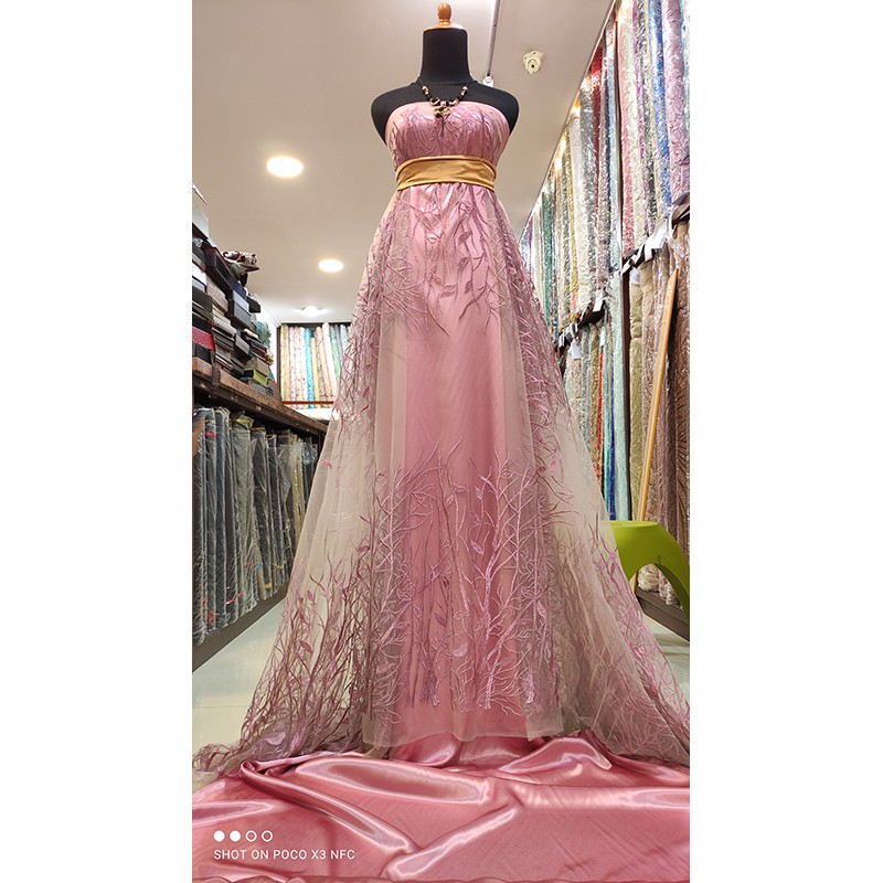 Kain Tile Lace Akar Bridesmaid Pink