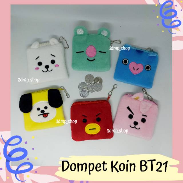 Dompet Koin BT21 Koya Tata Chimmy Mang Rj Cooky