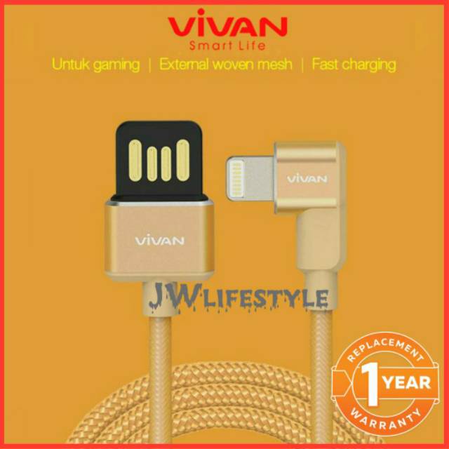 VIVAN - ORIGINAL Kabel Data iPhone 2.4A Fast Charging Gaming Siku Lightning Charger Cable - BWL100