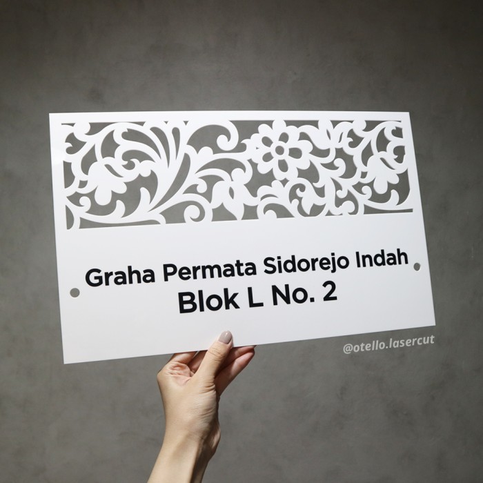 Custom Nomor Rumah Akrilik Laser Bolong + UV | Papan Alamat Acrylic Otello House NRBP 02 Nomer Angka Rumah Nama Jalan Number