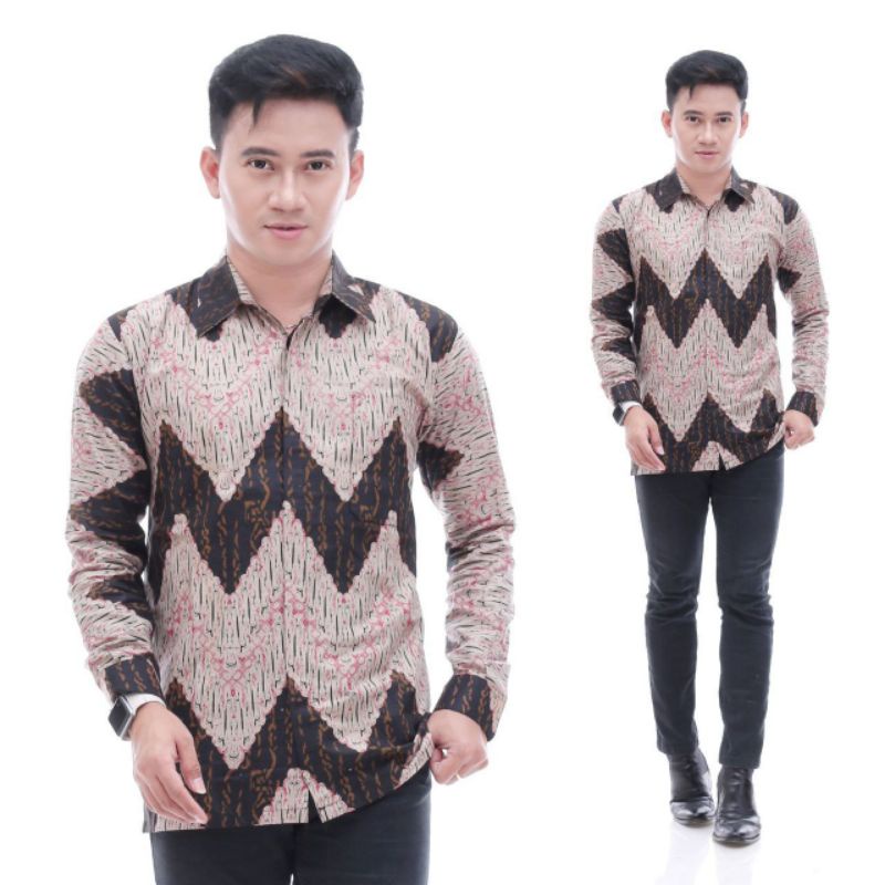 Maura Couple - Sania Ruffle Batik Couple Dress Bolero Ori Ndoro Jowi Garansi Termurah Shopee Dress batik Couple Set pakaian Couple Zigzag  kemeja batik zigzag pria premium High Quality Baju Batik Couple sarimbit batik seragam batik kerja kantor-6