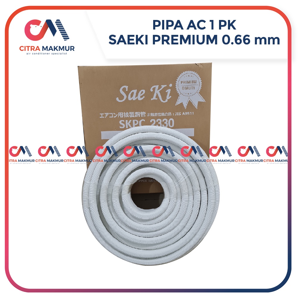 Pipa AC 1/2 3/4 1 pk Saeki Tebal Premium Original Selang R32 R410 R22 Tekanan tinggi Inverter bukan Hoda 1/4 x 3/8