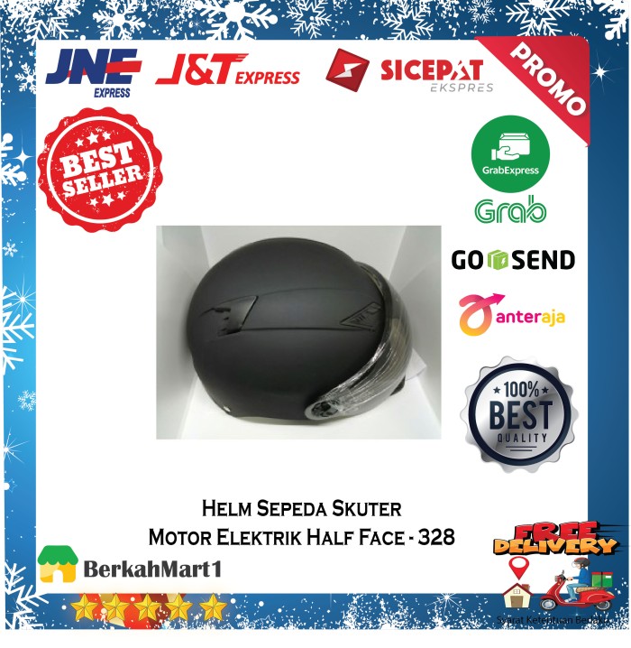 Helm Sepeda Skuter Motor Elektrik Half Face - Hitam Doff