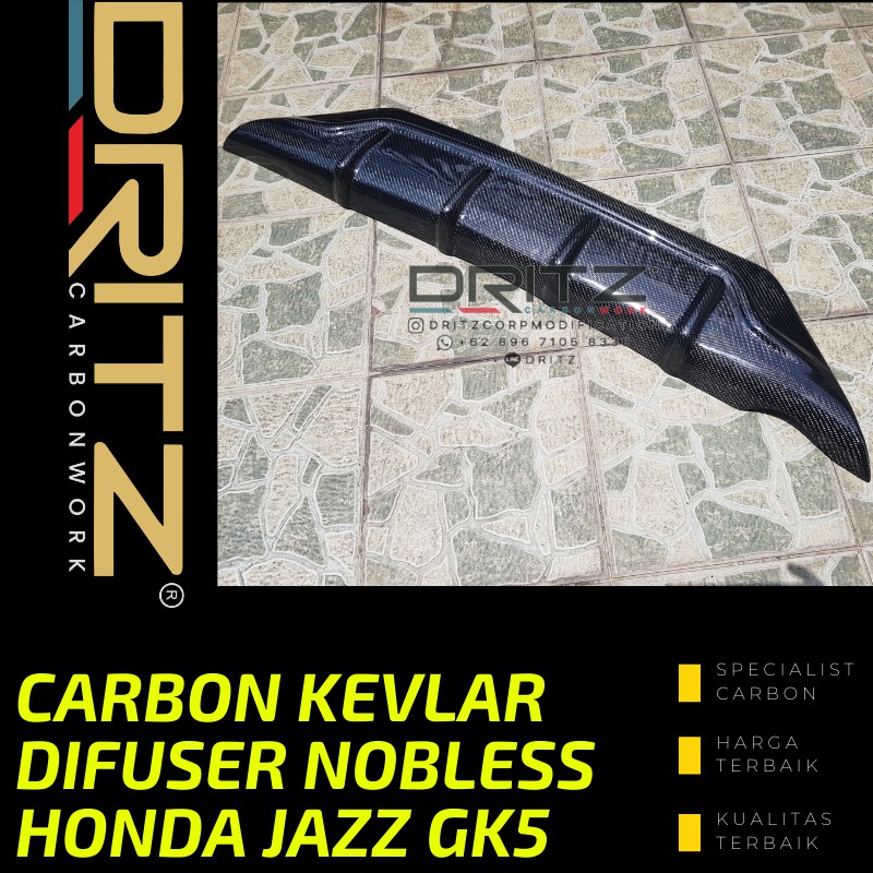 Carbon Kevlar DIFUSER NOBLESS HONDA JAZZ GK5 2015 2018 NonFacelift Aksesoris Karbon Mobil