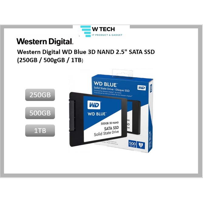 Western Digital WD Blue 3D NAND 2.5" SATA SSD (250GB / 500gGB / 1TB)