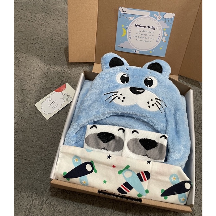 Hampers Bayi Selimut | Kado bayi | Kado bayi cowo | Kado bayi cewe | Hampers baby girl | Hampers baby boy | Selimut bayi | Hampers baby newborn-Flo Selimut 2 - Biru