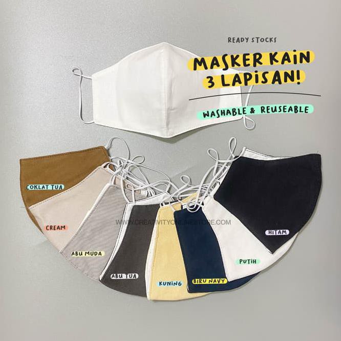 Masker Kain 3 Lapis Model Earloop Ready Satuan Lusinan Putih Shopee Indonesia
