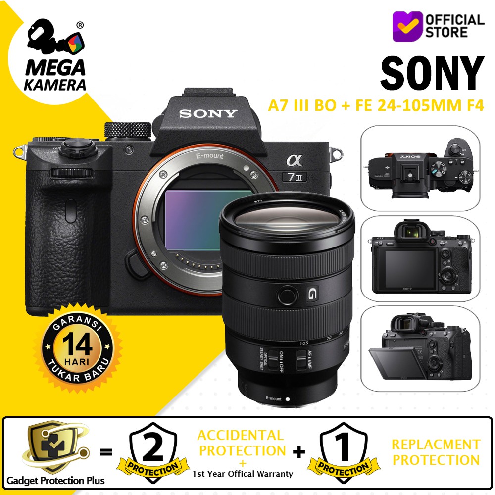 Sony Alpha 7III / a7 III Mirrorless 7 Mark3 Camera A7III - Body Only + PWP lensa 24-105G