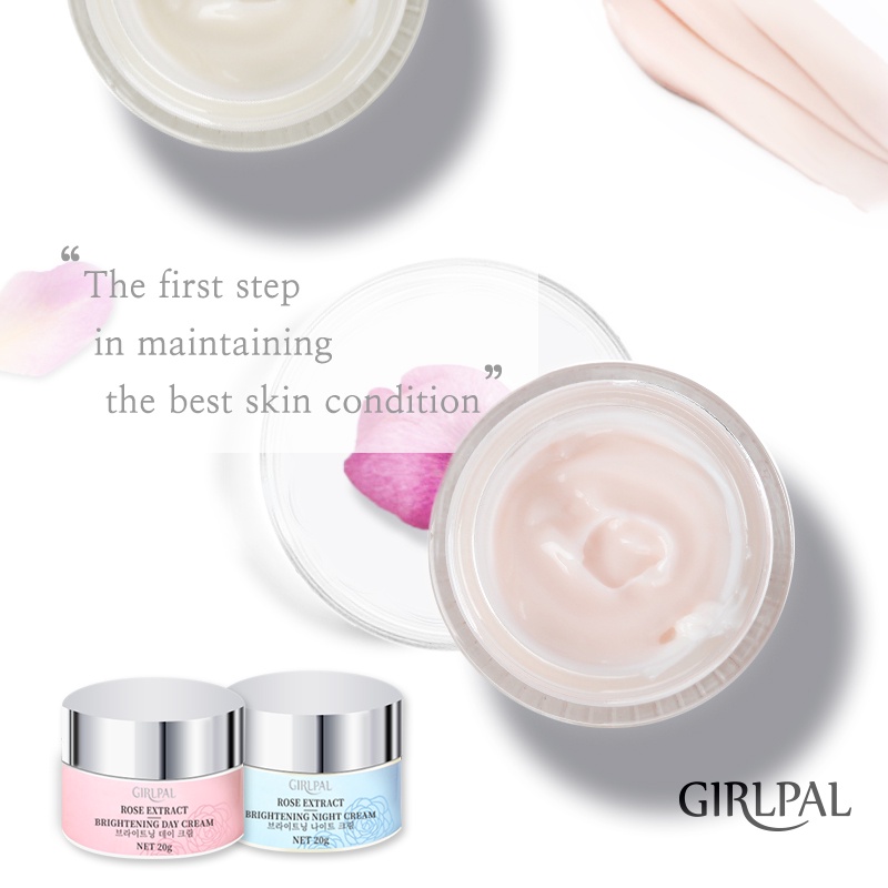 GIRLPAL 20g Rose Brightening Cream Vitamin C + Niacinamide Day &amp; Night Brightening Moisturizing Skin Cream GPSRF1004 GPSRF1005