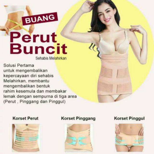 Korset Gurita Postpartum 3in1 Korset Stagen Perut Pasca Melahirkan - 1 SET DAPAT 3 PCS