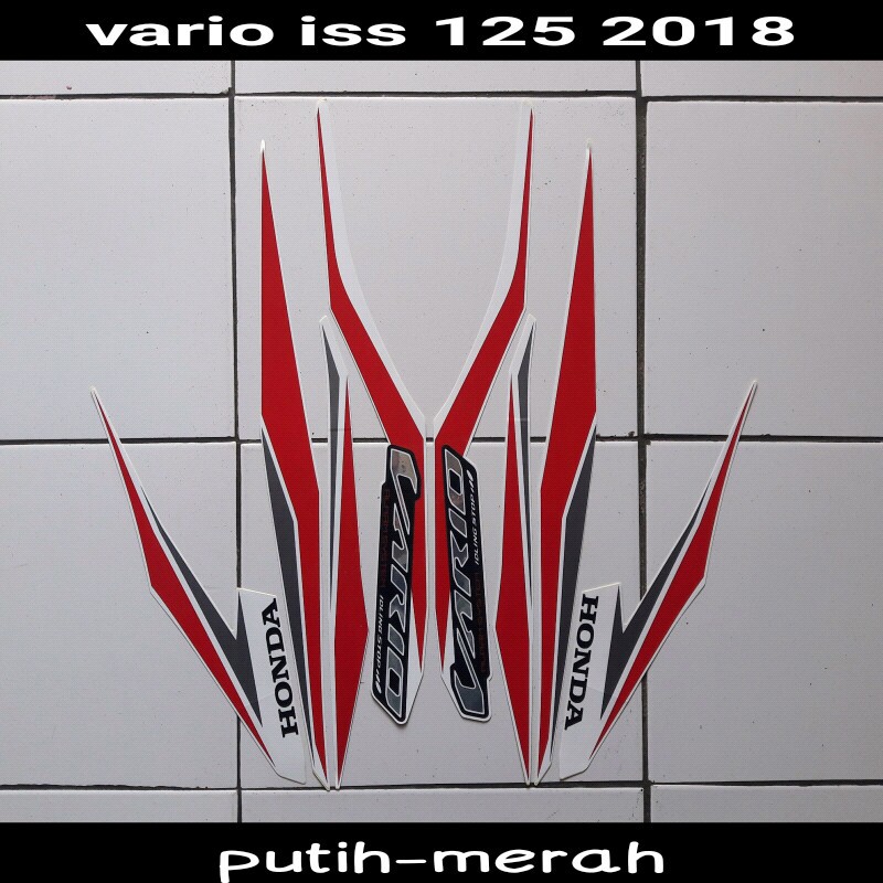 stiker motor vario iss 125 2018 putih merah
