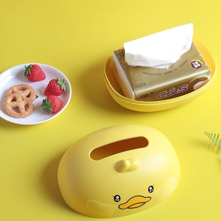 (BOW) Tempat Tissue Karakter Kartun Bebek Wadah Penyimpanan Tisu Unik 6LK20