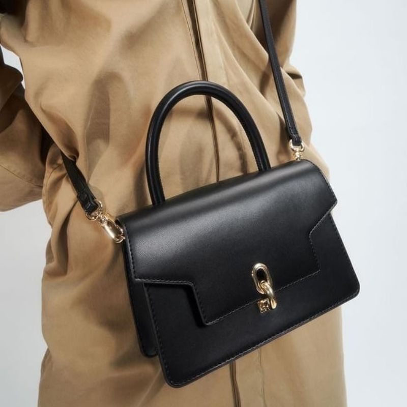 2.2 SALE | CK Leather Metallic Turn-Lock Bag