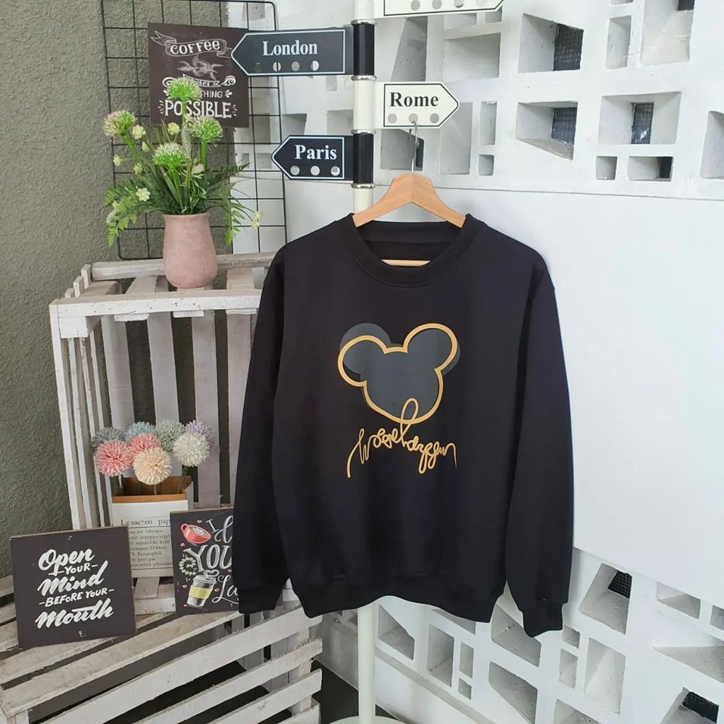 Head Mouse Sweater Atasan Wanita Motif Head Mouse Gaya Kekinian