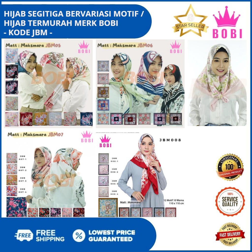 Jilbab Segitiga Mei Chen /  Hijab Variasi Motif Kode JBM 005 s.d JBM 008