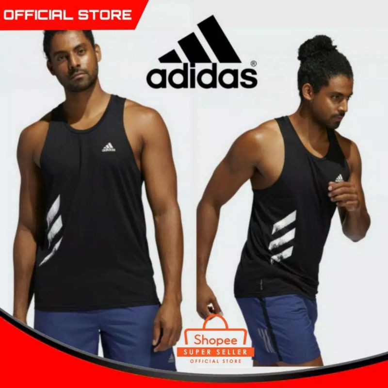KAOS SINGLET TANPA LENGAN GYM FITNES LARI RUNNING SANTAI ADIDAS PRIA