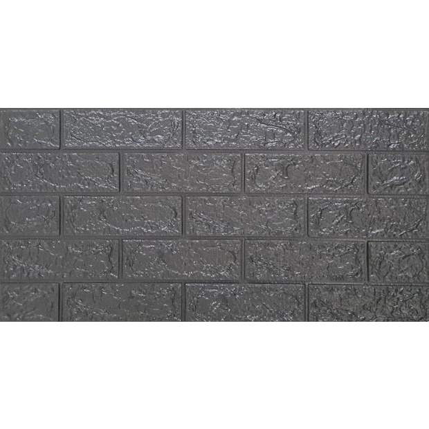 LYSASHOP- WALLPAPER DINDING 70x38.5cm KAMAR TIDUR RUANG TAMU 3D FOAM BATU BATA WALPAPER HIASAN DINDING POLOS  STIKER STICKER WALLBORDER WALL BORDER PEMBATAS-Hitam 70x38.5