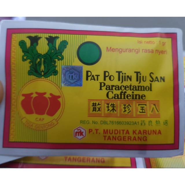 Cap Tiga Gentong (Pat Po Tjin Tju San) eceran PUYER OBAT SAKIT KEPALA,SAKIT GIGI