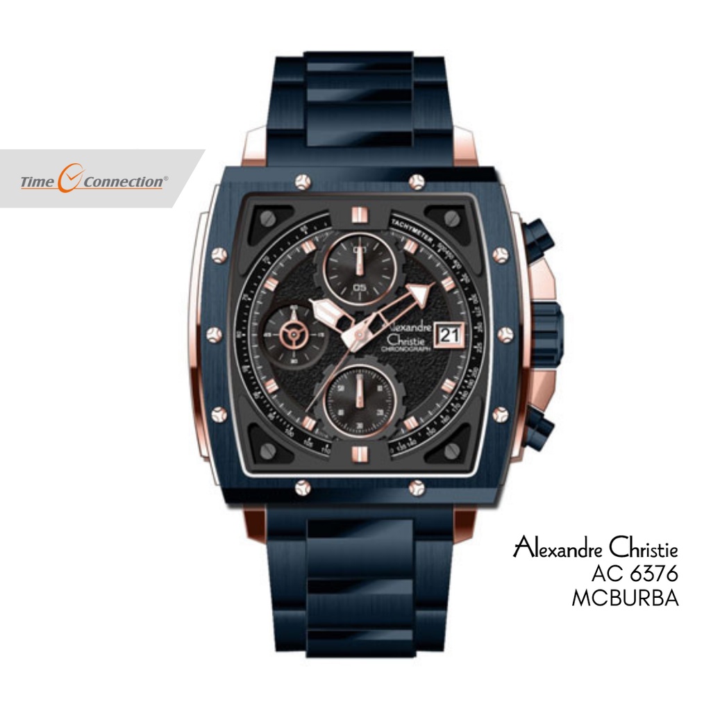 Alexandre Christie AC 6376 MCBURBA Biru Original / Jam Tangan Pria Rantai / Blue Stainless Steel MC