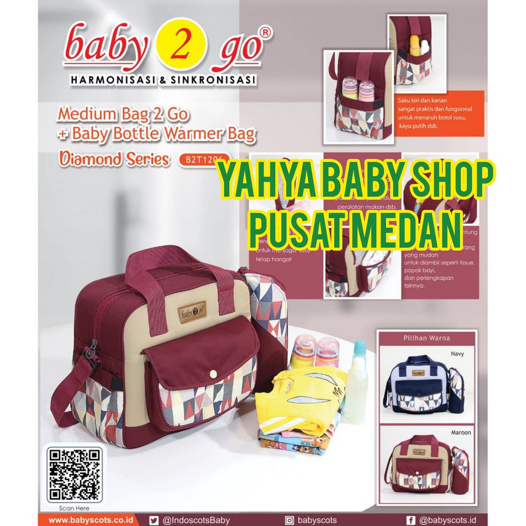 Medium Bag 2 GO + Baby Bottle Warmer Bag Diamond Series/Tas Perlengkapan Bayi//Yahya Baby Shop Pusat