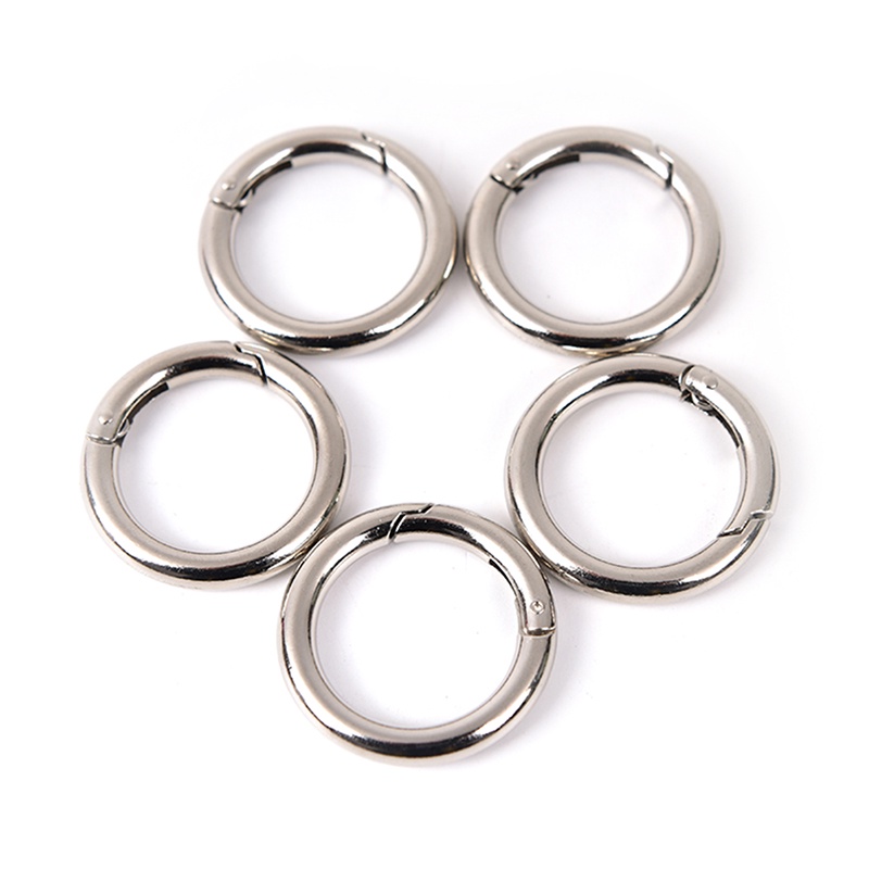 {LUCKID}5pcs circle metal carabiner hook snap round clip hook keychain outdoor 35mm