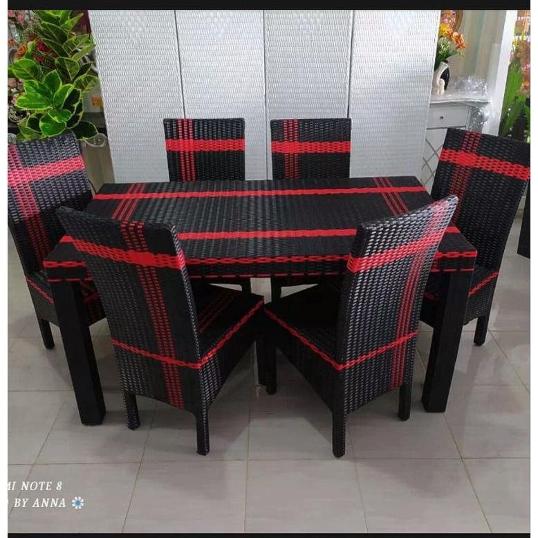 MEJA MAKAN ROTAN SINTETIS KURSI 6