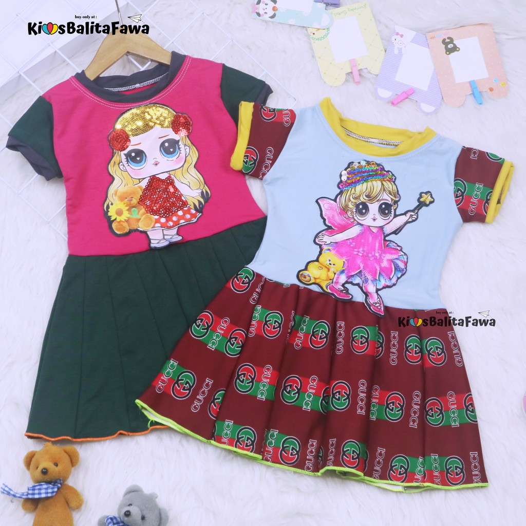 (BISA COD) Dress LED DOLL uk 1-6 Tahun / IMPORT Dres Baju Anak Perempuan Gaun Pesta Premium Balita