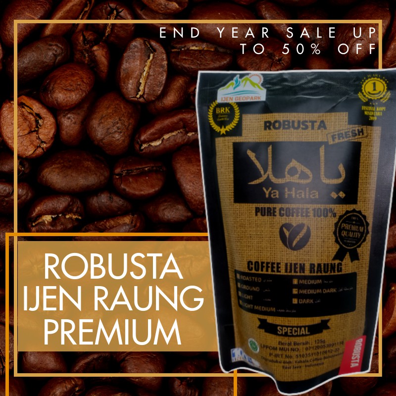 KOPI ROBUSTA BUBUK PREMIUM JAVA IJEN RAUNG BONDOWOSO SPECIALTY