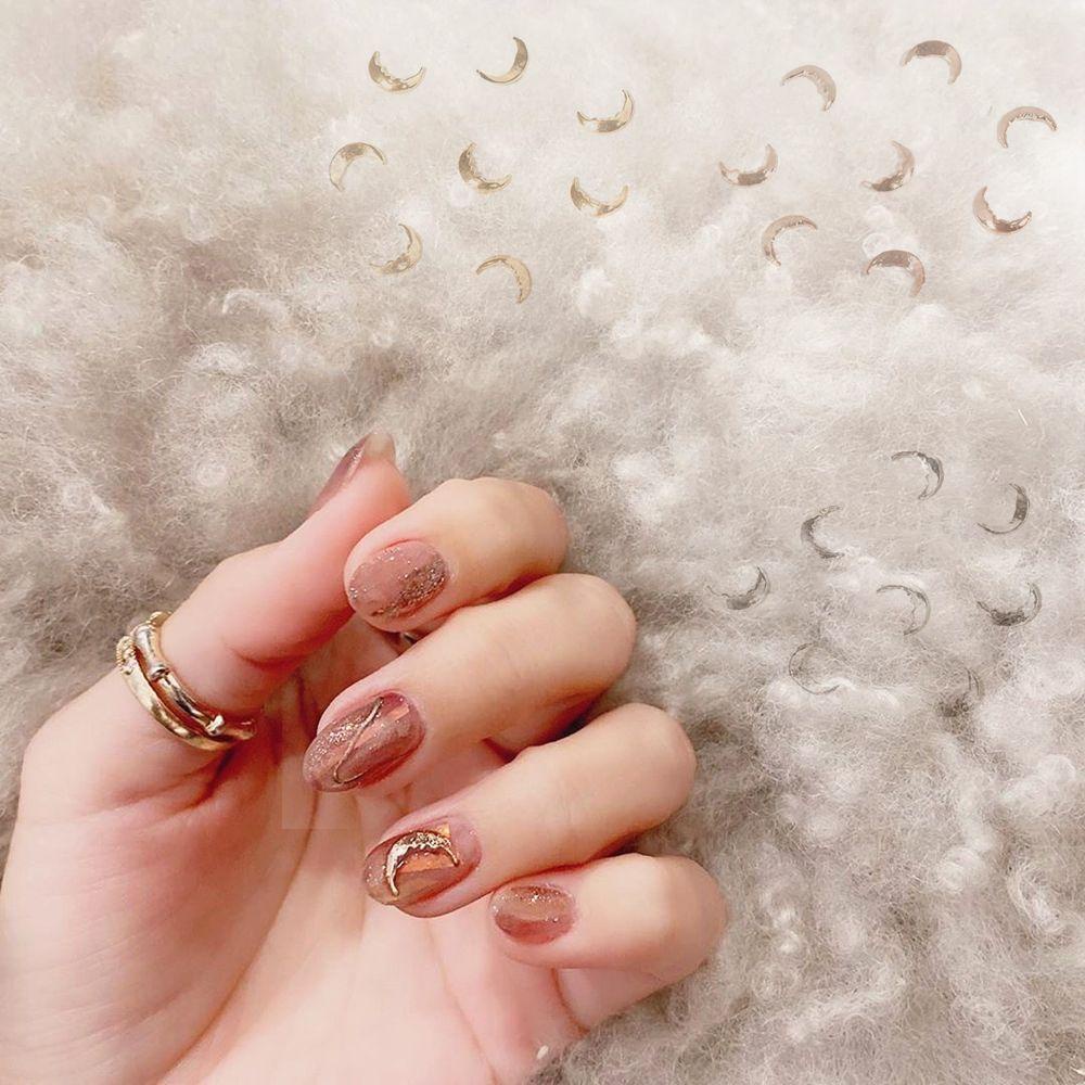 Needway   Moon Nail Art Dekorasi Aksesori Perhiasan Jepang Korea INS Nail Rhinestones