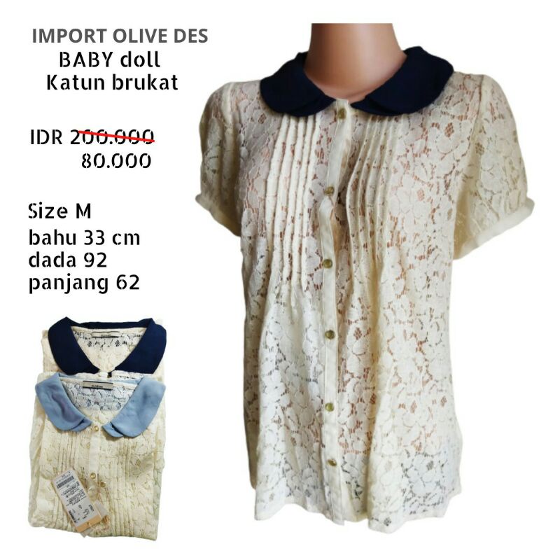 Atasan Wanita Baby Doll Import renda brukat