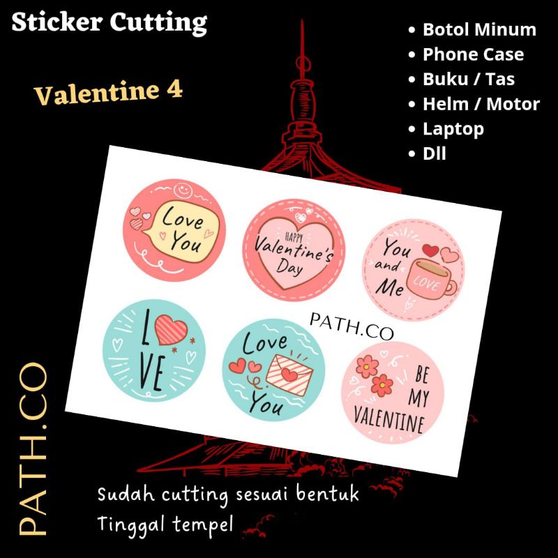 

Sticker Aesthetic Valentine Day 4 Stiker Super Kawaii for Helm Laptop Tas Phone Case HP