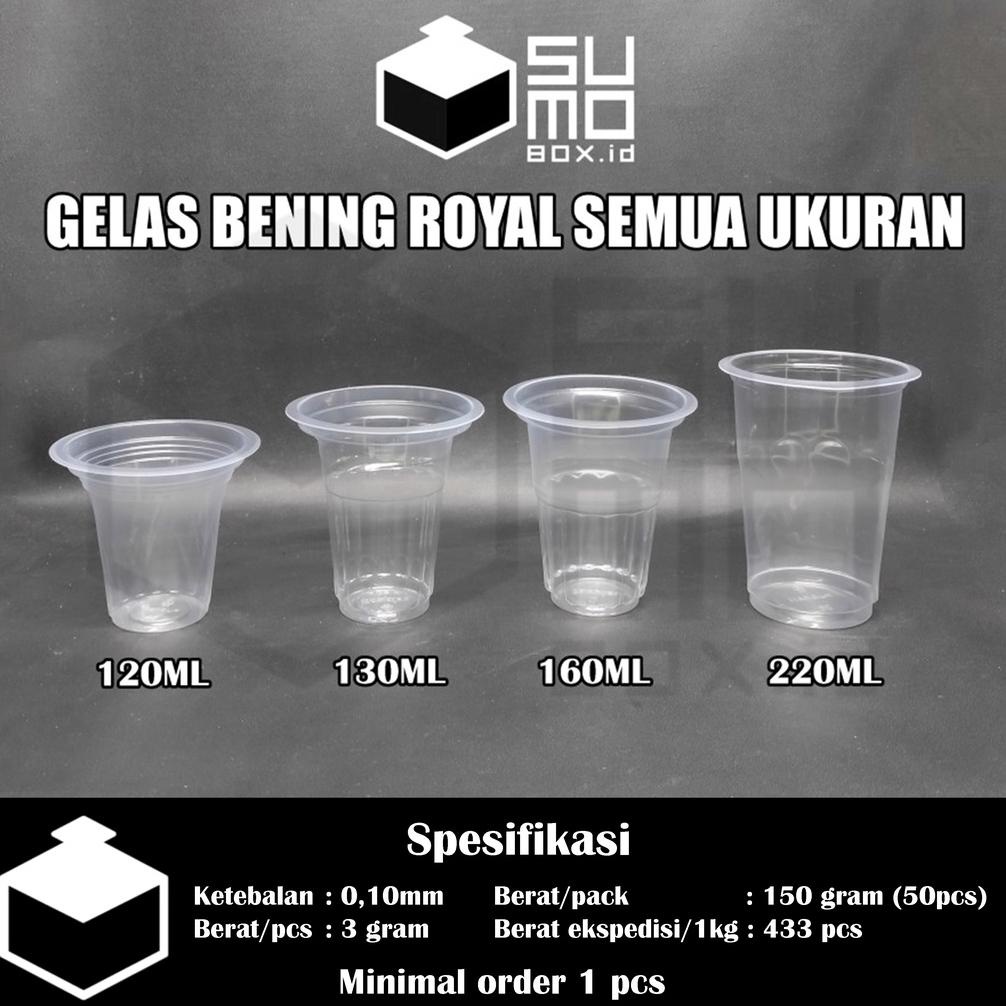 Gelas plastik royal bening cup Aqua [ECERAN] / gelas kopi / gelas ice cream 120ml 130ml 160ml 220ml