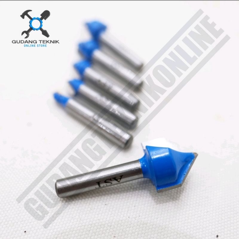 Mata Profil Kayu 1/4&quot; x 16 mm AST V Grooving Bit / Mata Trimmer Router AST V Groove