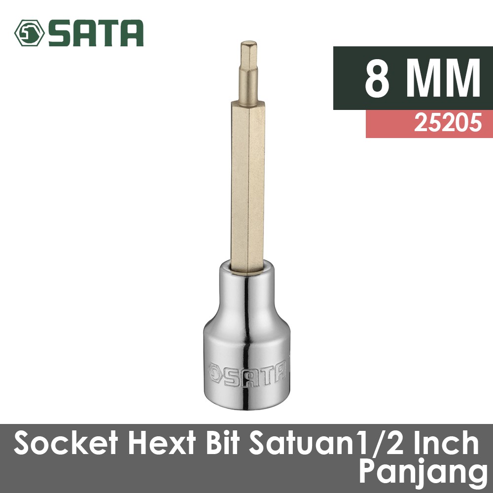 SATA Tools 25205 Deep Metric Long Hex Bit Sockets [1/2 Inch/ 8 mm]