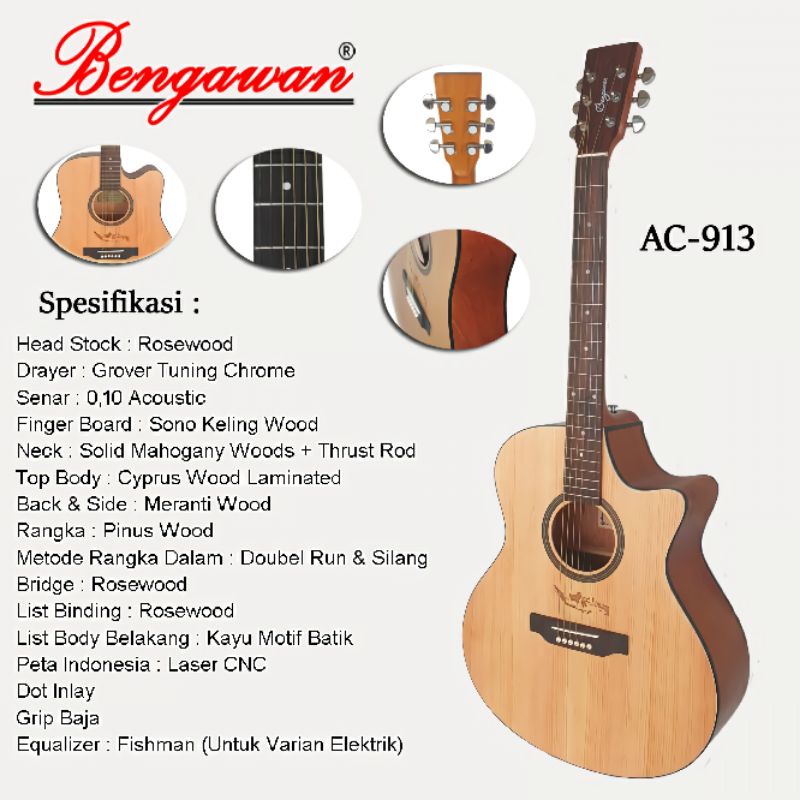 GITAR AKUSTIK BENGAWAN AC - 913 ( 100% ORIGINAL )