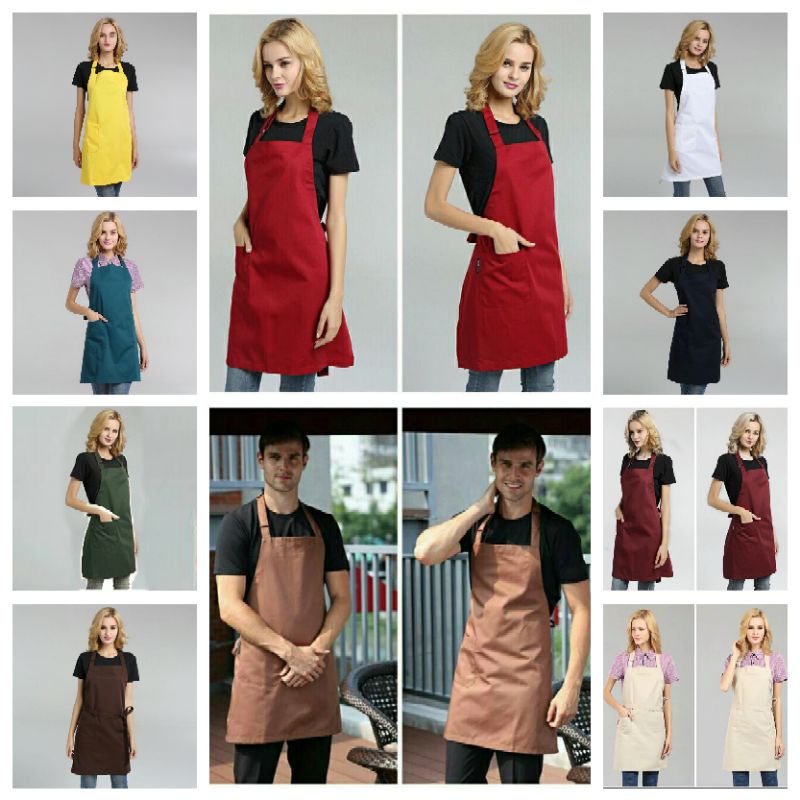 Apron Celemek Masak Bahan Kain Waterproof Apron barber Barista Cafe Chef Waiters
