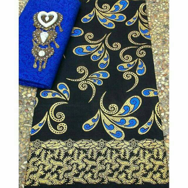 Batik setelan kain batik embos biru