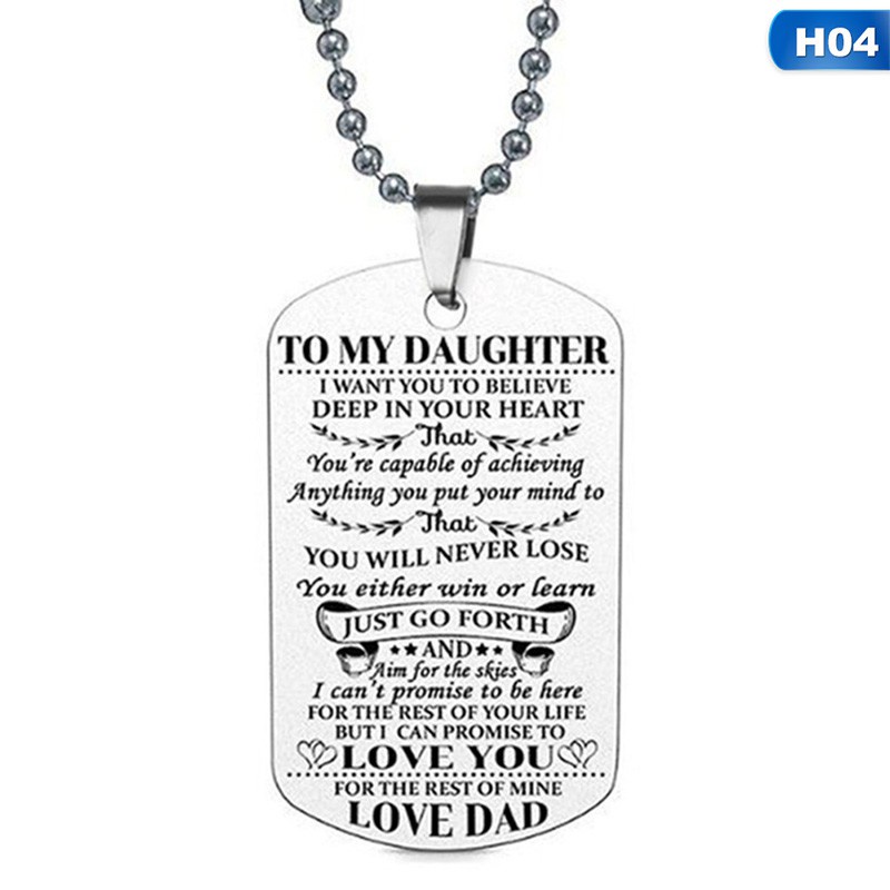 To My Son Daughter I Want You To Believe Love Dad Mom Dog Tag Necklace