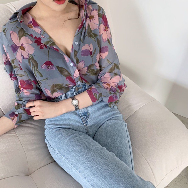 17wear Kemeja Wanita Terbaru 2021 IMPORT Kemeja Wanita Lengan Panjang Cathrin Fit S - L-1