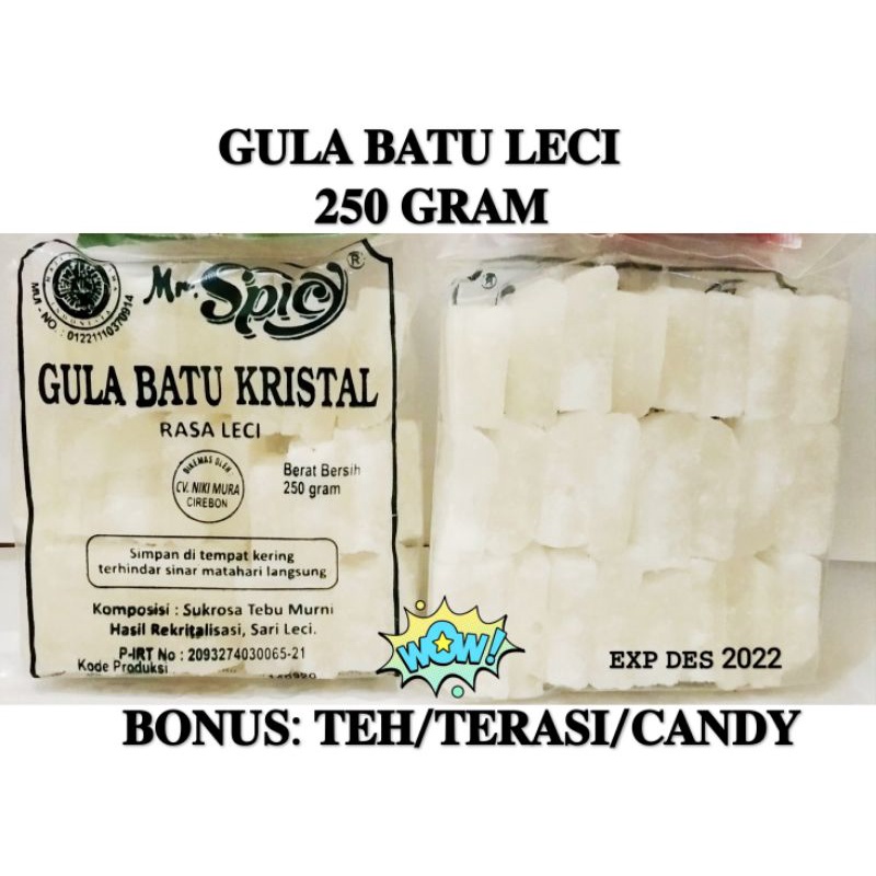 

GULA BATU LECI 250 GR BONUS TEH/TERASI/CANDY