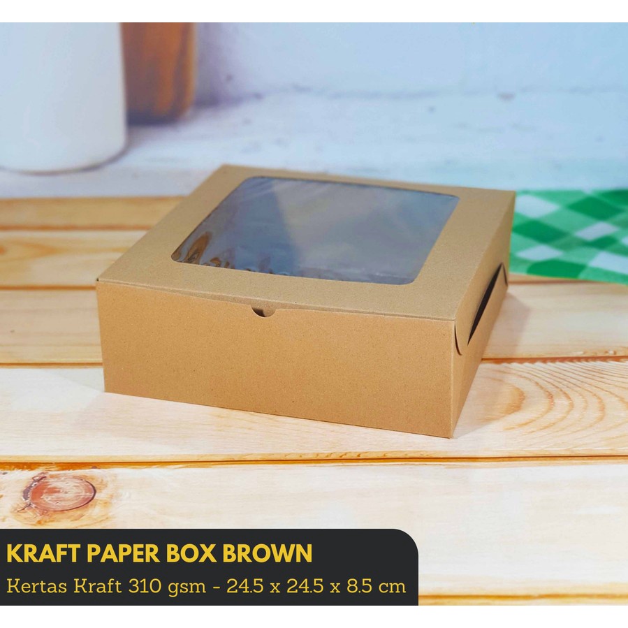 

Box Kertas Kraft Paper Mika Kotak Kue Dus Roti Laminasi 25 x 25 x 8.5 cm