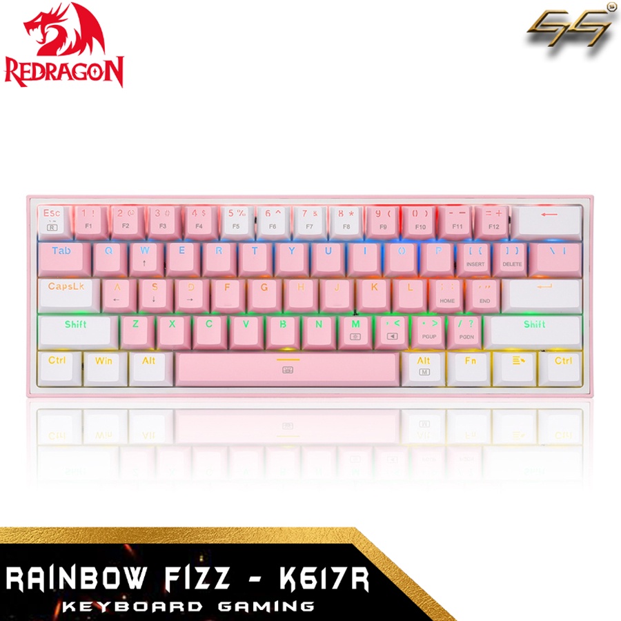 Keyboard Gaming Mechanical 60% Redragon Rainbow FIZZ K617R K617-R 60% Mechanical Gaming Keyboard