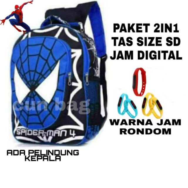 TAS SPIDERMAN TAS ANAK SD TAS ANAK SEKOLAH TAS ANAK KARAKTER SPIDERMAN FREE BOTOL/jam tangan