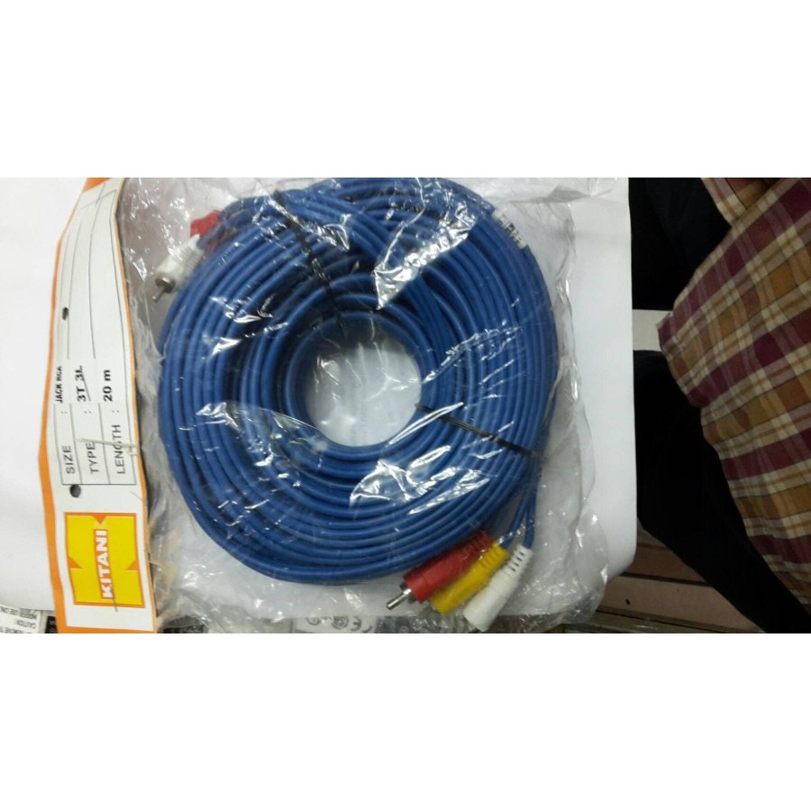 Kabel RCA 3-3 Audio Video 20m Tembaga Bagus